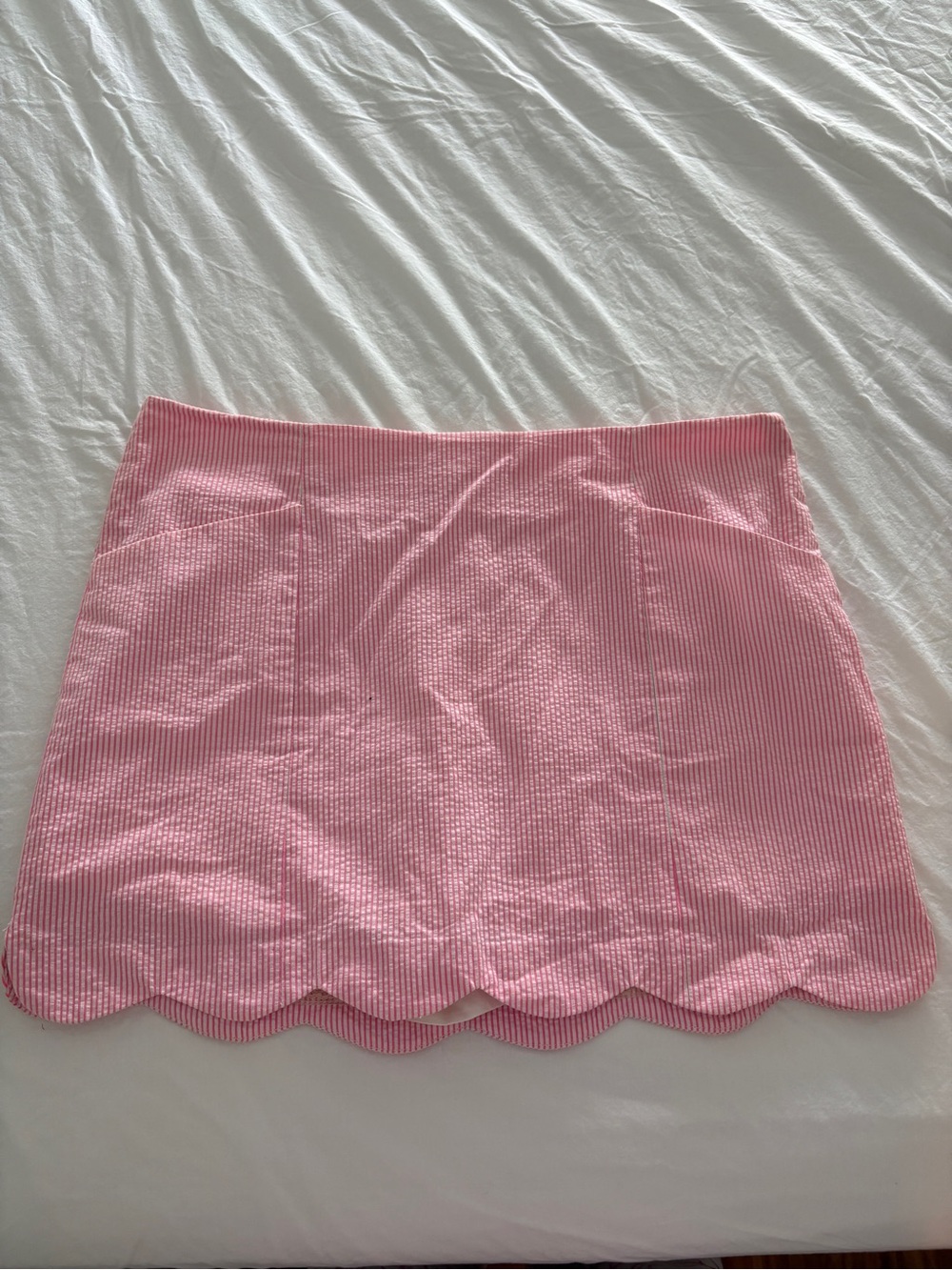 Lilly Pulitzer Pink Seersucker Scallop Hem Skirt